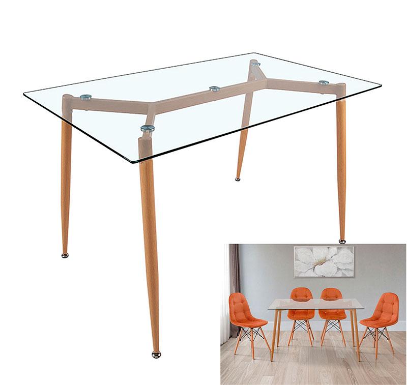 Стіл прямокутний скляний на металевих ніжках Джангл Glass 120х80 см