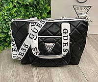 Модная женская большая дорожная чёрная сумка Guess Гесс