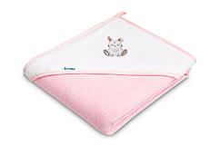 Дитячий махровий рушник 100х100 см з куточком Sensillo Frotte рожевий Кролик