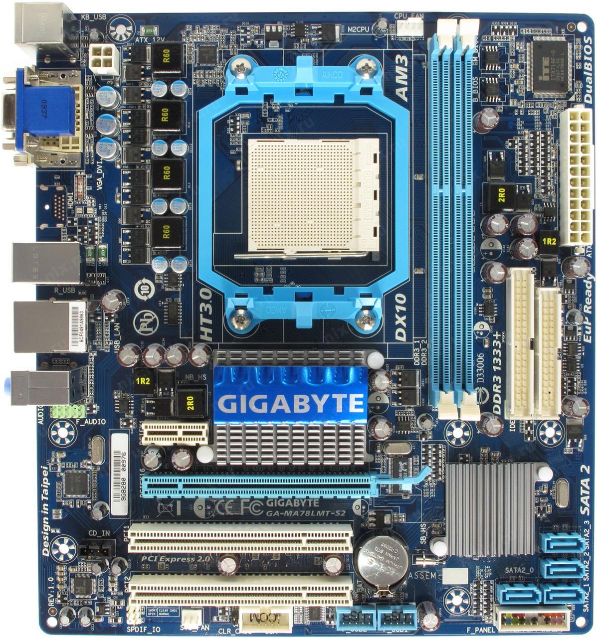 Материнська плата GigaByte GA-MA78LMT-S2 (AMD 760G, PCI-Ex16, DDR3) sAM3 Б/В