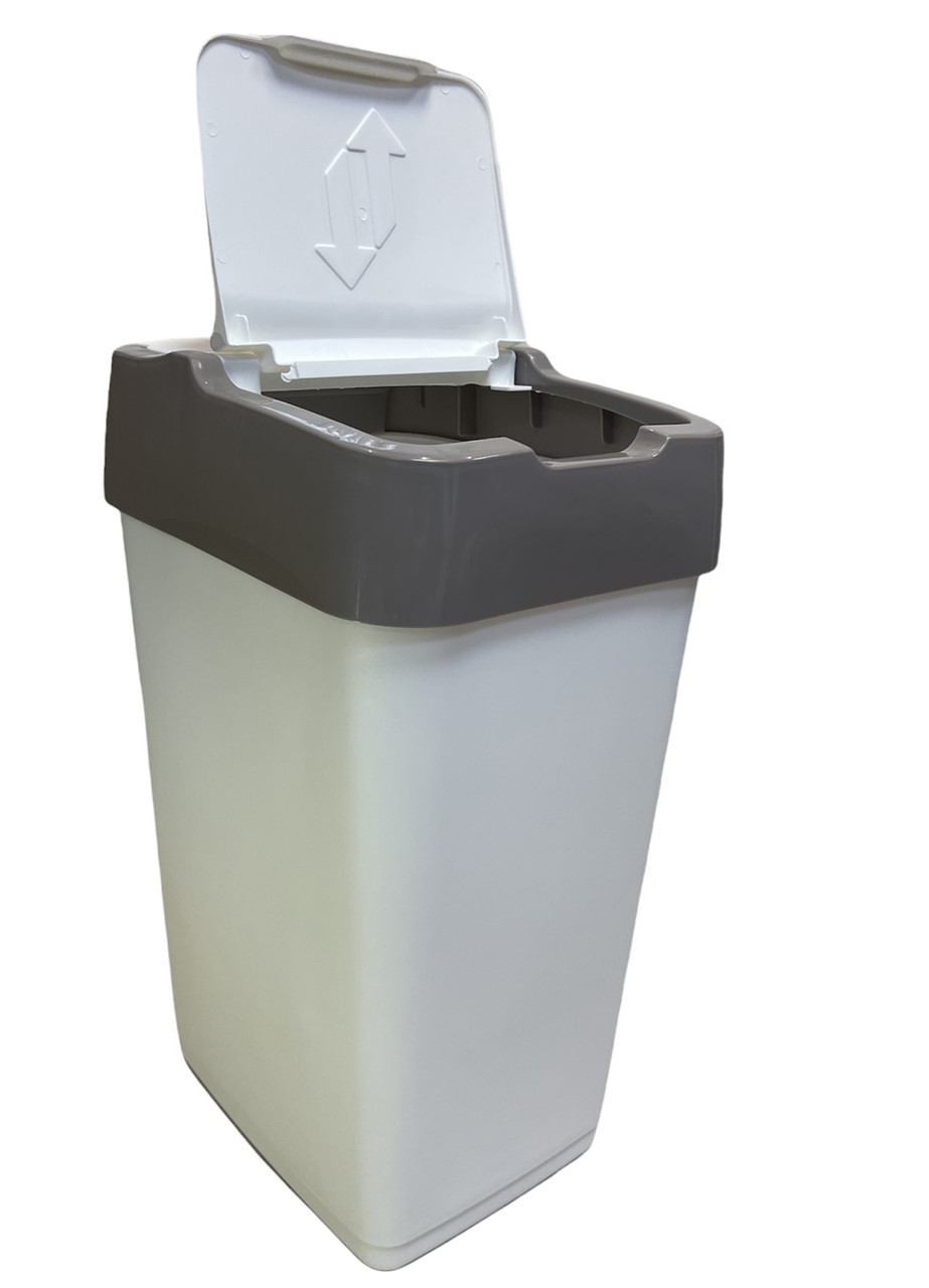 Ведро для мусора с крышкой белое 60л, Heidrun REFUSE Push&Up, 40*33*67см пластик - фото 5 - id-p1354542060