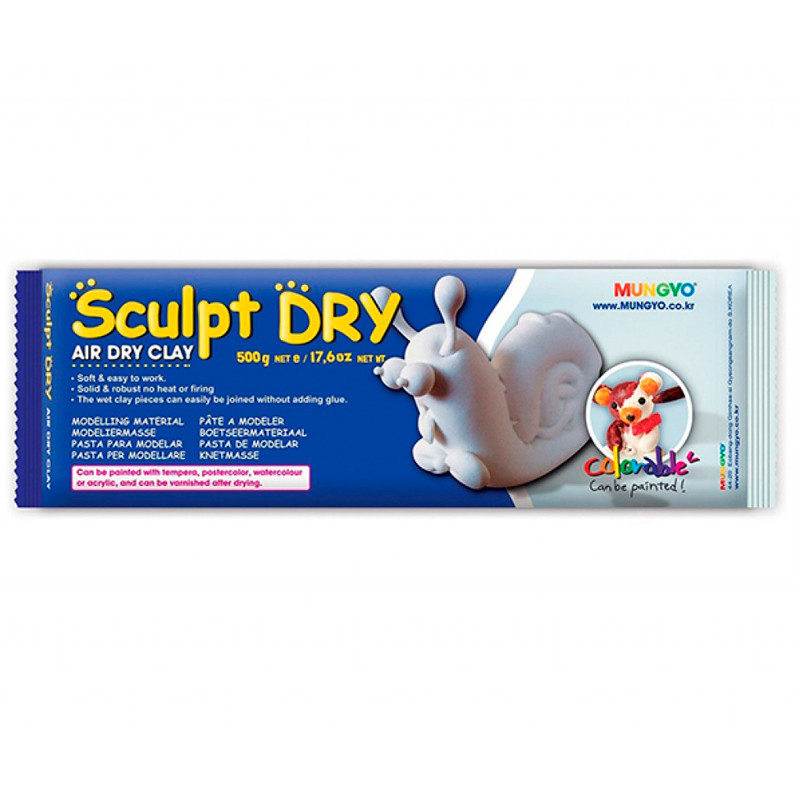 Маса ''Sculpt Dry'' MUNGYO для моделювання біла що сама застигає 0,5 кг