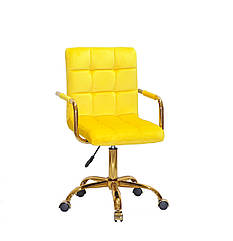 Крісло Augusto Arm GD-Office з підлокітниками, жовтий В-1027 велюр на золотистої хрестовині c колесами