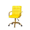 Крісло Augusto Arm GD-Office з підлокітниками, жовтий В-1027 велюр на золотистої хрестовині c колесами, фото 2