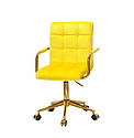 Крісло Augusto Arm GD-Modern Office з підлокітниками, жовтий В-1027 велюр на золотистої хрестовині c колесами, фото 2