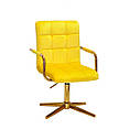 Крісло Augusto-Arm Оксамит жовтий В-1027 GD-Modern Base з підлокітниками, на золотистої хрестовині, фото 2