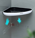 Полиця у ванну кутова настінна вологостійка з самоклейною фіксацією ЕСОСО чорна (ЕО-51470), фото 5