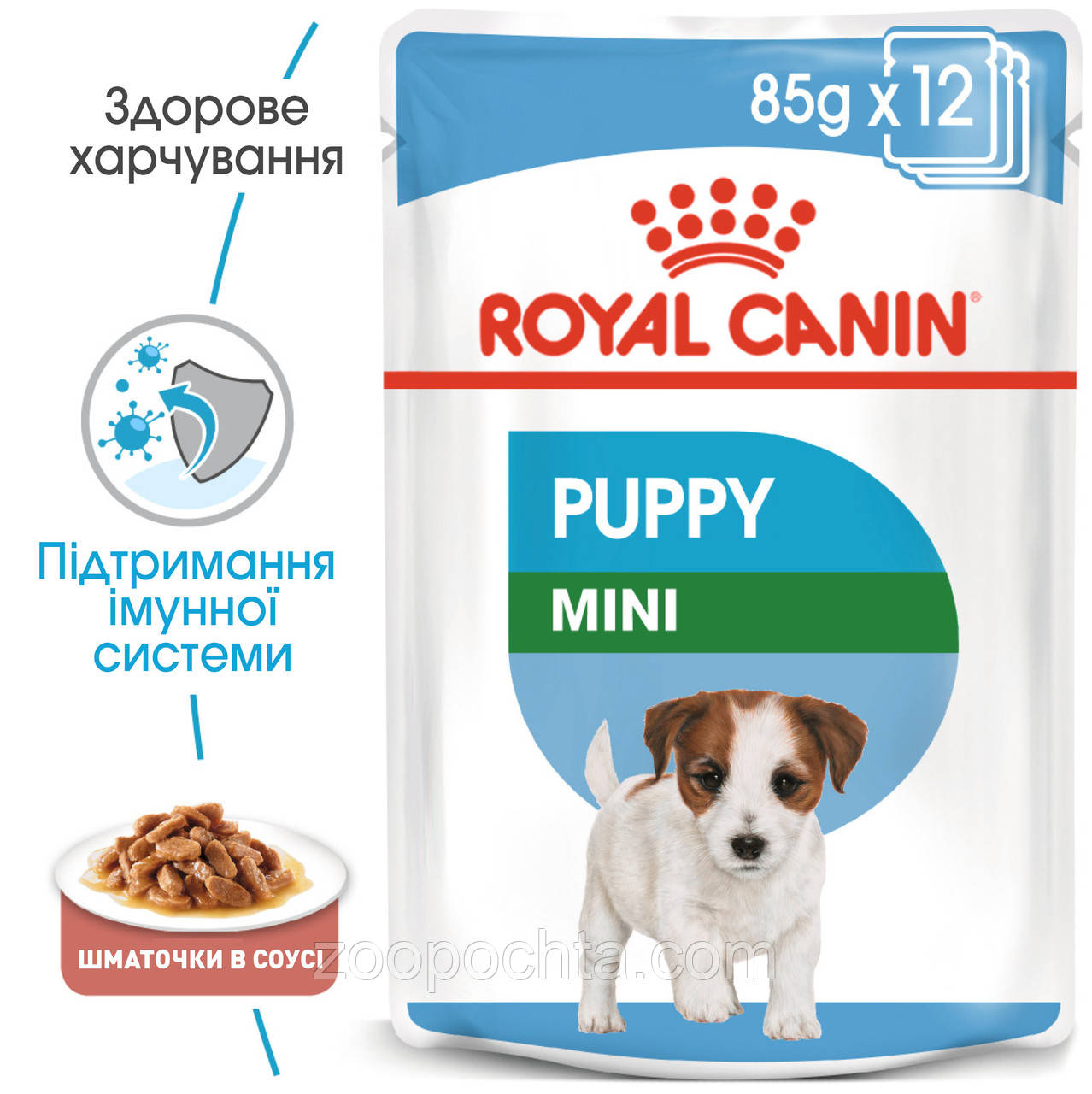 Вологий корм Royal Canin Mini Puppy (Роял Канін Міні) для цуценят дрібних порід, шматочки в соусі, 85 г.*12 шт.