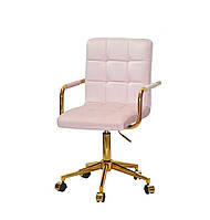 Кресло Augusto Arm GD-Modern Office с подлокотниками, розовый В-102 велюр на золотистой крестовине c колесами