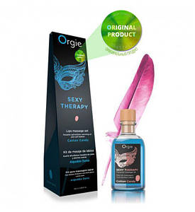 Набір: їстівна масажна олія + перо ЦУКРОВА ВАТА Orgie (Бразилія-Португалія)