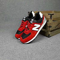New Balance 574 Кроссовки мужские весна лето замшевые красные с черным. Нью Баланс 574 Мужская обувь замша