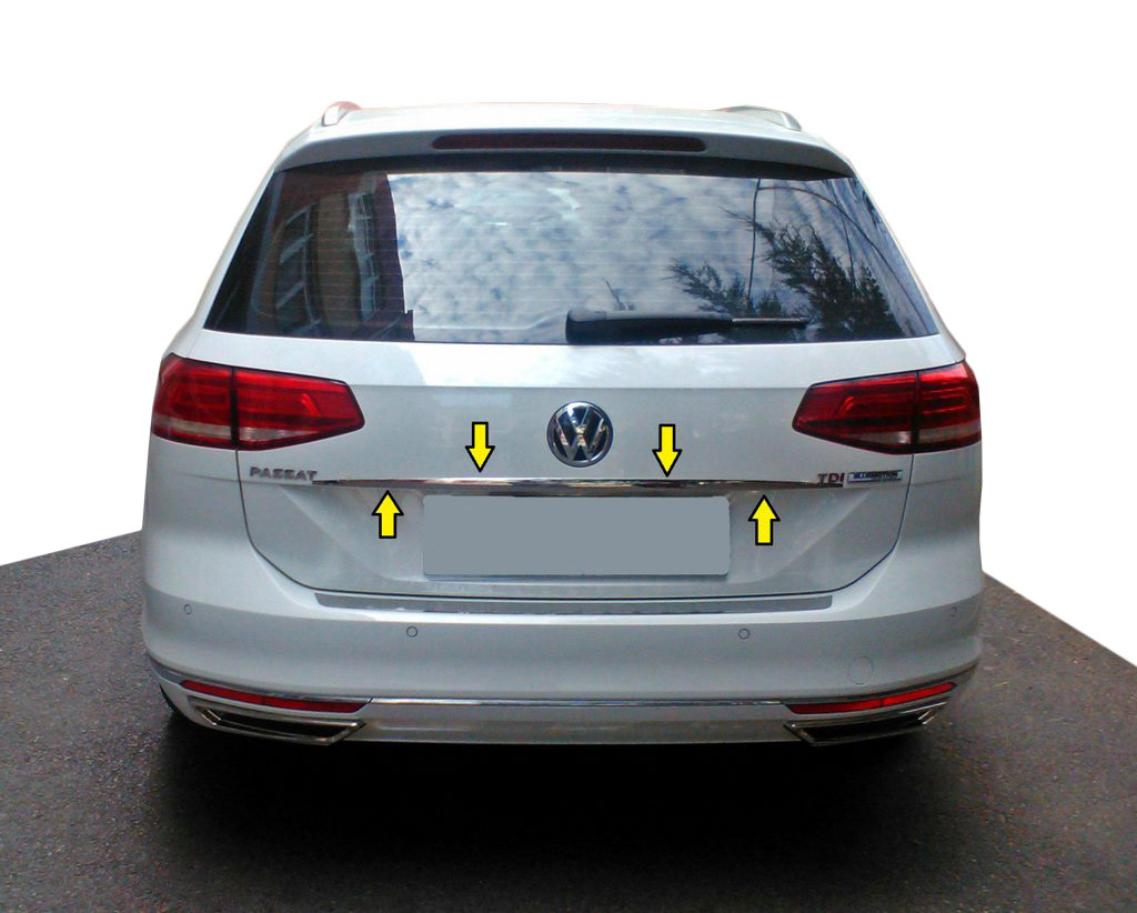 Накладка над номером SW (нерж) для Volkswagen Passat B8 2015↗ мм.