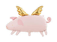 PD Фольгированные шары большие фигуры. Свинка с крыльями. Pig golden wings, 72x46cm - В УП