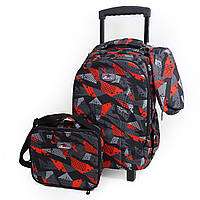 Набор: чемодан-рюкзак детский на 2 колесах "Абстракция" + сумка + пенал Код: 9379DSCN