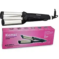 Потрійна плойка для завивання волосся Kemei Km-2022