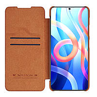 Защитный чехол-книжка Nillkin для Xiaomi Poco M4 Pro 5G/ Redmi Note 11 5G/ Note 11T 5G(Qin leather case) Brown