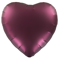 Шар Сердце Бордовое сатин матовое фольгированное 45 см