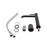 Змішувач для раковини Qtap Robin високий QTROB1060H102B Black Matt, фото 3