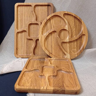 Дубові менажниці дерев'яні, тарілки, дошки для подачі
