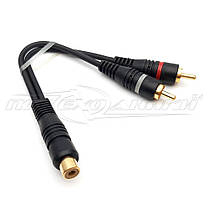 Перехідник 2х штекер RCA гніздо RCA (висока якість), мідь, 0.2 м, фото 2