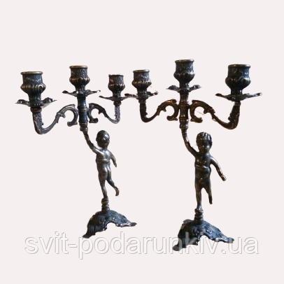 Пара свічників на 3 свічки Bambino в античному стилі 80.326 ANT, фото 1