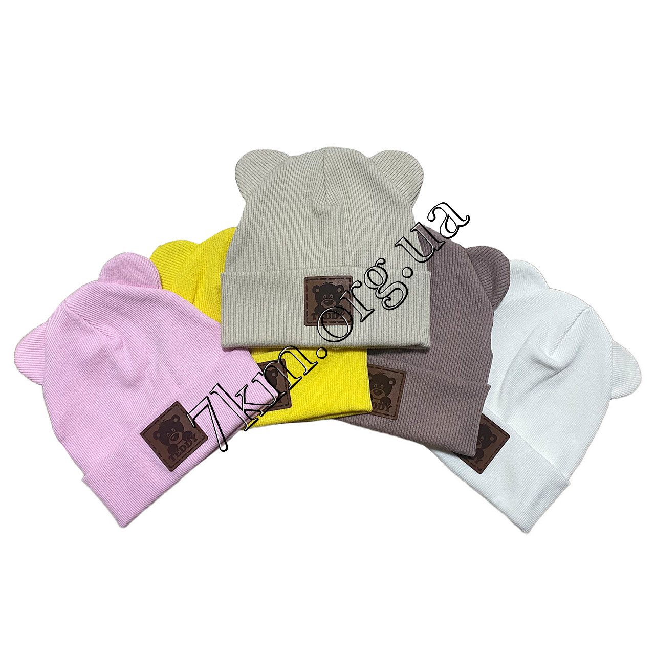 Шапка дитяча Оптом подвійний трикотаж для дівчаток 0,6-2 роки "Teddy" 8653, фото 1