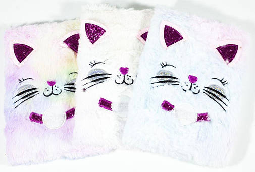 Блокнот дитячий А5 хутряний No4043 "Кішка" в лінію, 80 л, мікс, фото 1