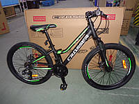 Подростковый горный велосипед Crosser Levin 24" алюминиевая рама 12" черно-зеленый