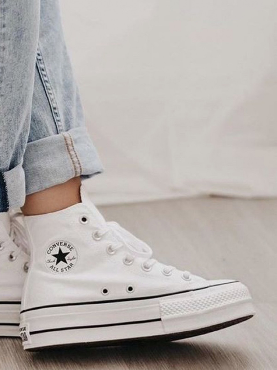 White cheap lift converse