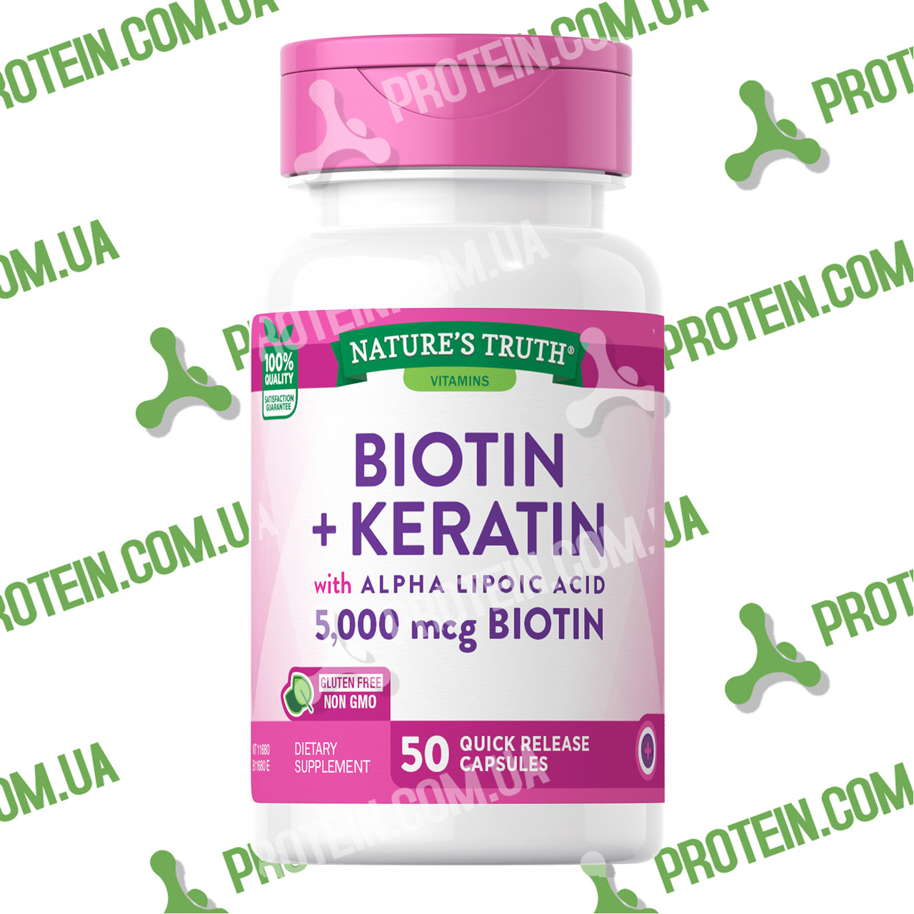Біотин Кератин Ліпоєва Кислота Nature's Truth Biotin Keratin with Alpha Lipoic Acid 5000 мкг Biotin, 50 капс