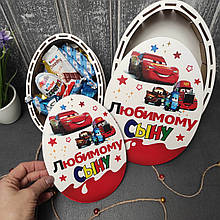 Подарункова коробка "Кіндер" 20 див. Бокс для цукерок на День народження! Коробочка як подарунок. Тачки