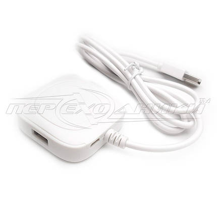 USB 2.0 Hi-Speed HUB (хаб, перехідник) на 4 порти, білий, фото 3