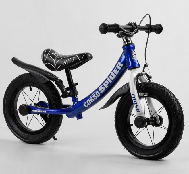 Велобіг для дитини на 2 3 4 роки Corso Spider 88776 колеса 12 надувні, алюмінієва рама, переднє ручне гальмо, підніжка