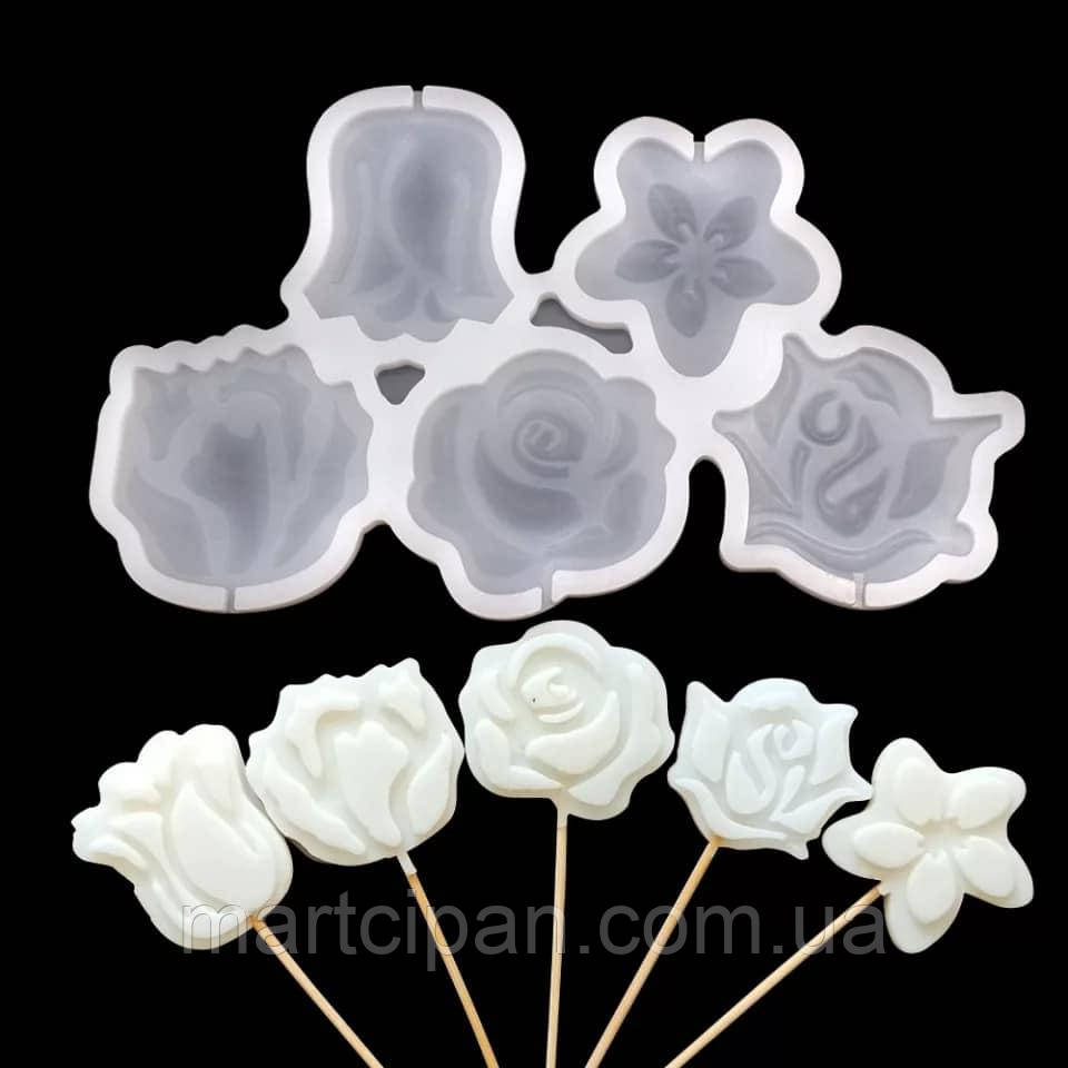Силіконовий Молд для карамелі та ін "Квіти на паличці", фото 1