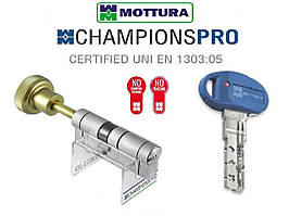 Циліндровий механізм Mottura Champions Pro P 62 (31-31) шток 80 мм з воротком полірована латунь 5 ключів