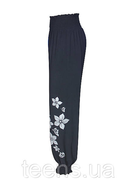 Широкі шаровари на гумці Квіти, фото 1