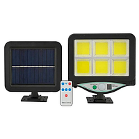 Ліхтар вуличний світильник світлодіодний із датчиком руху на сонячній батареї з пультом LED BK-128-6COB