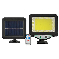 Ліхтар вуличний світильник світлодіодний із датчиком руху на сонячній батареї з пультом LED BK-128-1 COB