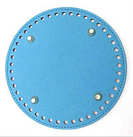 Донышко сумки круглое 15 см из экокожи голубого цвета с 4 ножками (4971)