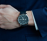 Чоловічі круглі наручний годинник зі шкіряним ремінцем, Модні чоловічі годинники, фото 7