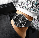 Чоловічі круглі наручний годинник зі шкіряним ремінцем, Модні чоловічі годинники, фото 6