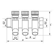 Колектор вентильний із фітингом KOER KR.1123-4 3/4”x4 WAYS (KR2831), фото 2