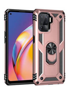 Чохол Armor для Oppo Reno 5 Lite Протиударний з кільцем Рожевий