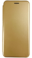 Кожаный чехол книжка Elegant book на ZTE Blade A51 (на зте блейд а51) золотистый