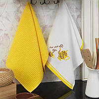 Набор полотенец Полотенца кухонные Maxstyle бело-желтый 40X60 (2шт) Турция