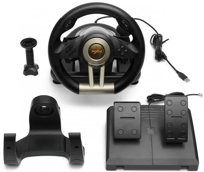 Кермо ігровий PXN V3 Pro (PC/PS3/PS4/X-ONE/SWITCH) USB з педалями | Універсальний ігровий кермо