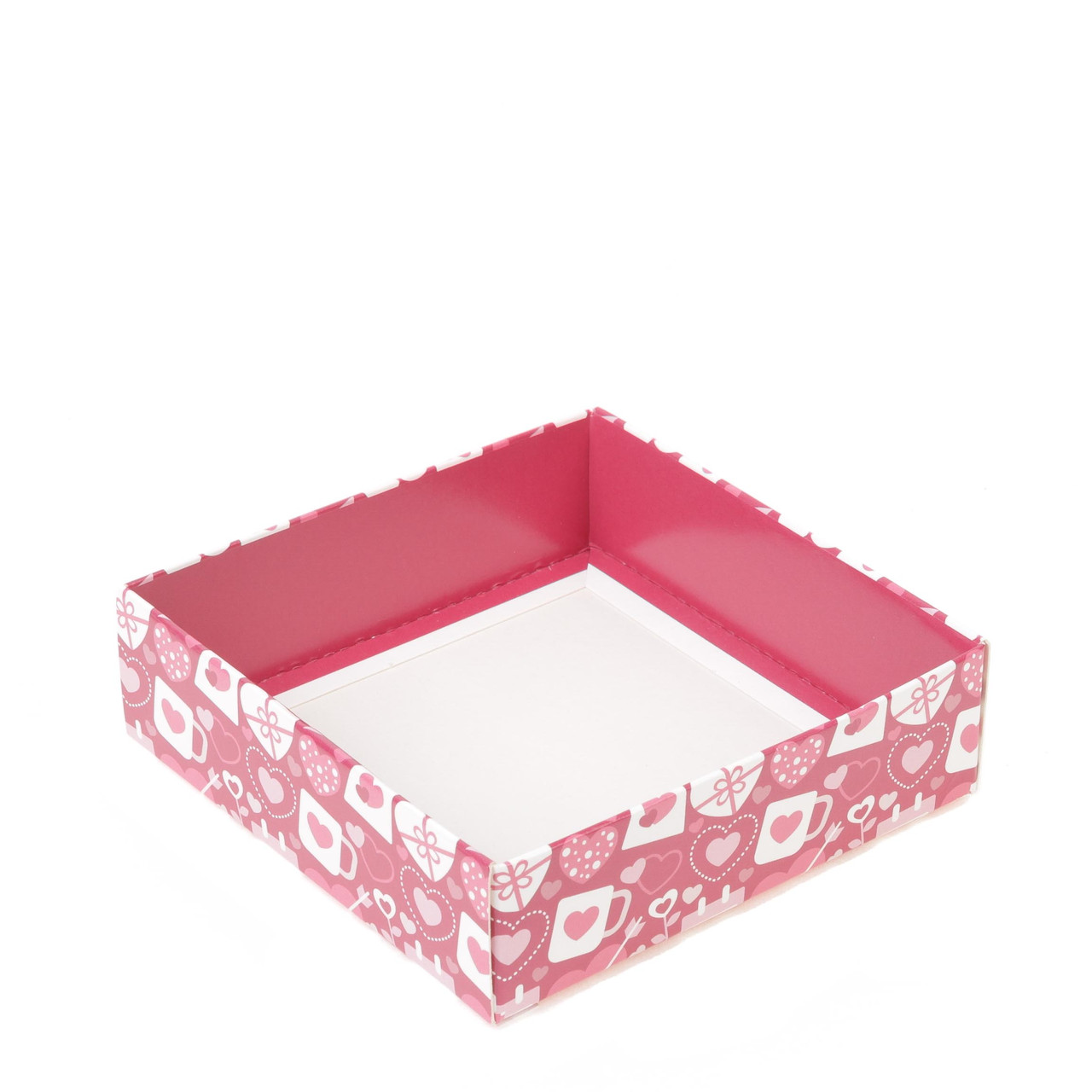 Коробка 120х120х35 для пряника з прозорою кришкою "Сердечка" червоні, фото 1