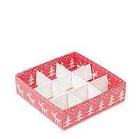 Коробка 120х120х35 (на 9 цукерок) з прозорою кришкою "Светрик"