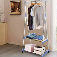 Двух ярусная передвижная напольная вешалка стойка для одежды Clothes Rack Multi-Function вешалка для вещей