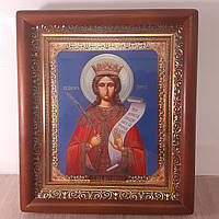 Ікона Варвара свята великомучениця, лик 15х18 см, у коричневому прямому дерев'яному кіоті